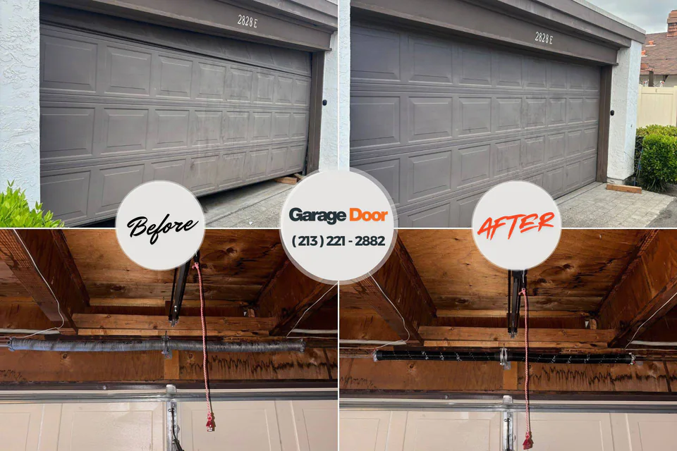 Before and after: garage door repair Binghamton, NY